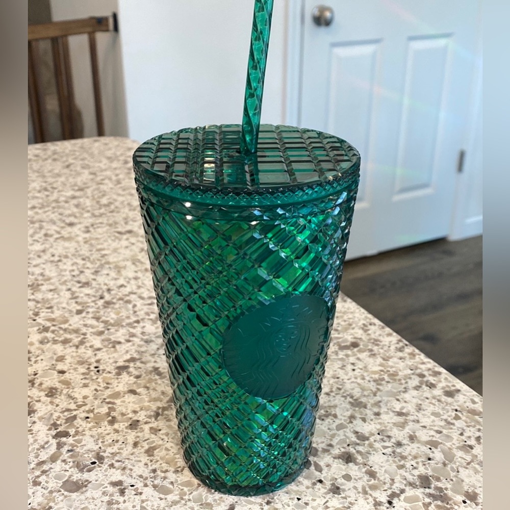 Green Starbucks tumbler
